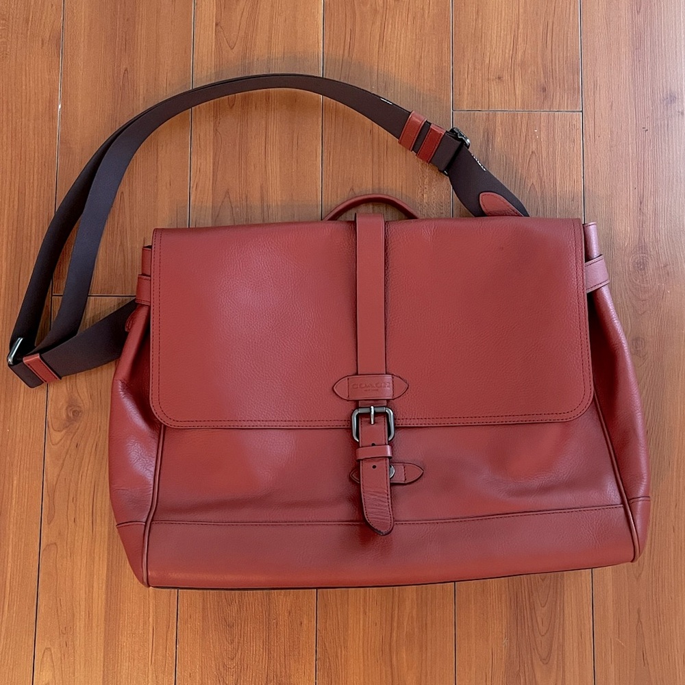 Coach Men’s Hudson Terracotta Messenger Bag Natural Soft Leather Original